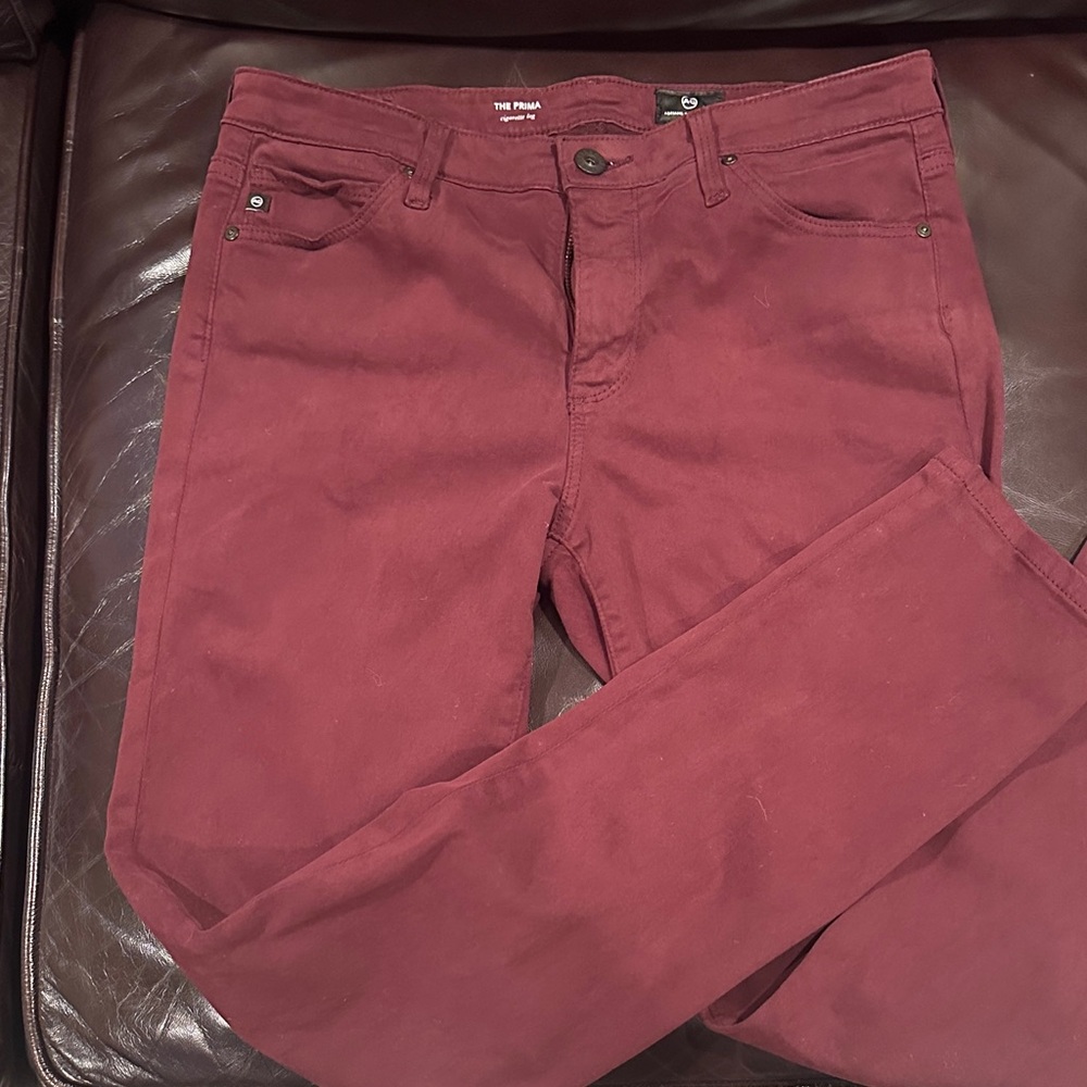 AG Adriano Goldschmied Deep Red Cigarette Leg Jeans